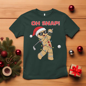 Oh Snap Gingerbreadman Golfer T Shirt Funny Golf Christmas Golfing Pajamas TS10 Dark Forest Green Print Your Wear