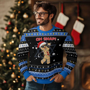 Oh Snap Gingerbreadman Golfer Hanukkah Ugly Sweater Funny Golf Christmas Golfing Pajamas TS10 Black Blue Print Your Wear