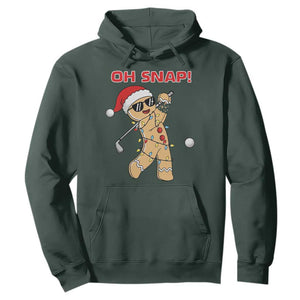 Oh Snap Gingerbreadman Golfer Hoodie Funny Golf Christmas Golfing Pajamas TS10 Dark Forest Green Print Your Wear