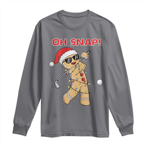 Oh Snap Gingerbreadman Golfer Long Sleeve Shirt Funny Golf Christmas Golfing Pajamas TS10 Charcoal Print Your Wear