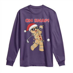 Oh Snap Gingerbreadman Golfer Long Sleeve Shirt Funny Golf Christmas Golfing Pajamas TS10 Purple Print Your Wear