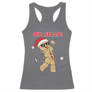 Oh Snap Gingerbreadman Golfer Racerback Tank Top Funny Golf Christmas Golfing Pajamas TS10 Charcoal Print Your Wear