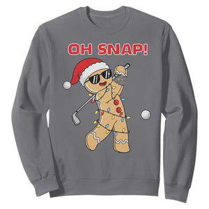Oh Snap Gingerbreadman Golfer Sweatshirt Funny Golf Christmas Golfing Pajamas TS10 Charcoal Print Your Wear