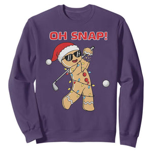 Oh Snap Gingerbreadman Golfer Sweatshirt Funny Golf Christmas Golfing Pajamas TS10 Purple Print Your Wear