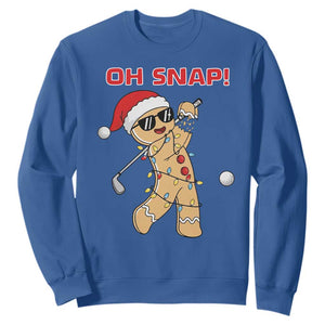 Oh Snap Gingerbreadman Golfer Sweatshirt Funny Golf Christmas Golfing Pajamas TS10 Royal Blue Print Your Wear