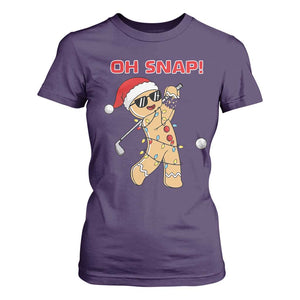 Oh Snap Gingerbreadman Golfer T Shirt For Women Funny Golf Christmas Golfing Pajamas TS10 Purple Print Your Wear