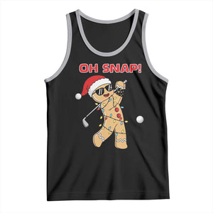 Oh Snap Gingerbreadman Golfer Tank Top Funny Golf Christmas Golfing Pajamas TS10 Black Athletic Heather Print Your Wear