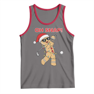Oh Snap Gingerbreadman Golfer Tank Top Funny Golf Christmas Golfing Pajamas TS10 Deep Heather Red Print Your Wear