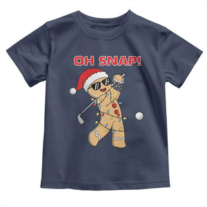 Oh Snap Gingerbreadman Golfer Toddler T Shirt Funny Golf Christmas Golfing Pajamas TS10 Navy Print Your Wear