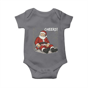 Funny Christmas Santa Claus Drinking Beer Baby Onesie Wonderful Time TS10 Charcoal Print Your Wear