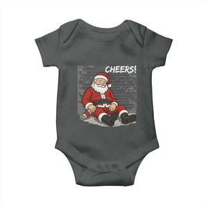 Funny Christmas Santa Claus Drinking Beer Baby Onesie Wonderful Time TS10 Dark Heather Print Your Wear