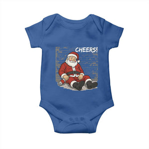 Funny Christmas Santa Claus Drinking Beer Baby Onesie Wonderful Time TS10 Royal Blue Print Your Wear