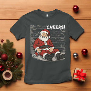 Funny Christmas Santa Claus Drinking Beer T Shirt Wonderful Time TS10 Dark Heather Print Your Wear