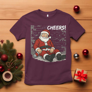 Funny Christmas Santa Claus Drinking Beer T Shirt Wonderful Time TS10 Maroon Print Your Wear