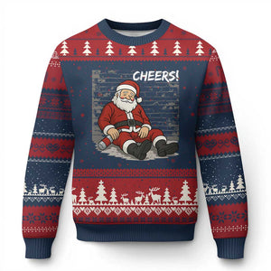 Funny Xmas Santa Claus Drinking Beer Ugly Christmas Sweater Wonderful Time TS10 Navy Red Print Your Wear