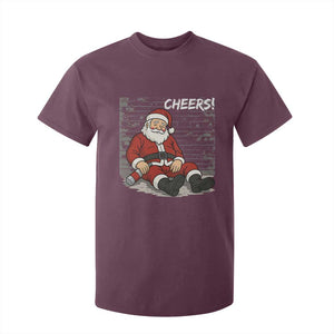 Funny Christmas Santa Claus Drinking Beer T Shirt For Kid Wonderful Time TS10 Maroon Print Your Wear