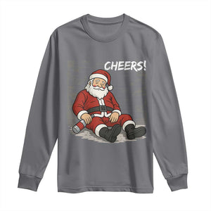 Funny Christmas Santa Claus Drinking Beer Long Sleeve Shirt Wonderful Time TS10 Charcoal Print Your Wear