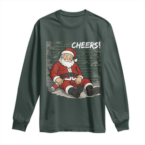 Funny Christmas Santa Claus Drinking Beer Long Sleeve Shirt Wonderful Time TS10 Dark Forest Green Print Your Wear