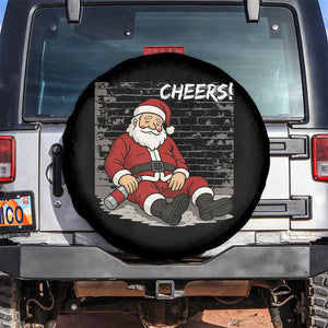 Funny Christmas Santa Claus Drinking Beer Spare Tire Cover Wonderful Time TS10 No hole Black Print Your Wear