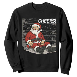 Funny Christmas Santa Claus Drinking Beer Sweatshirt Wonderful Time TS10 Black Print Your Wear