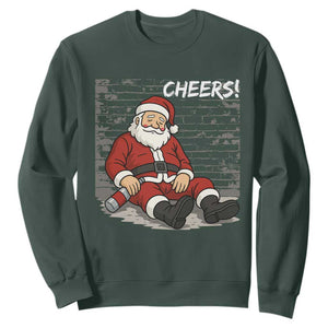Funny Christmas Santa Claus Drinking Beer Sweatshirt Wonderful Time TS10 Dark Forest Green Print Your Wear