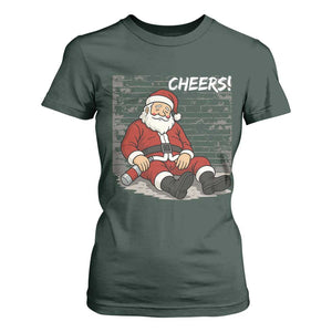 Funny Christmas Santa Claus Drinking Beer T Shirt For Women Wonderful Time TS10 Dark Forest Green Print Your Wear