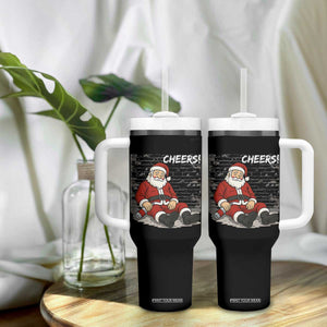 Funny Christmas Santa Claus Drinking Beer Tumbler With Handle Wonderful Time TS10 Print Your Wear