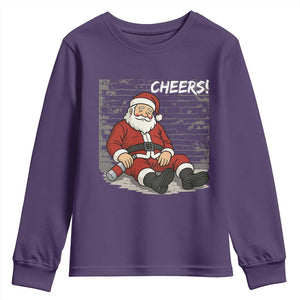 Funny Christmas Santa Claus Drinking Beer Youth Sweatshirt Wonderful Time TS10 Purple Print Your Wear