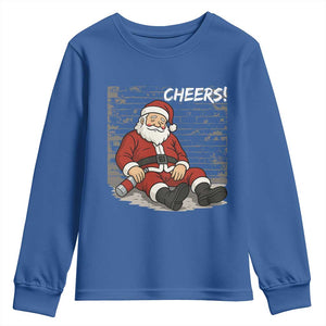 Funny Christmas Santa Claus Drinking Beer Youth Sweatshirt Wonderful Time TS10 Royal Blue Print Your Wear