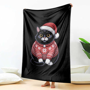 Christmas Black Cat Throw Blanket Catmas Gift For New Year TS10 Print Your Wear