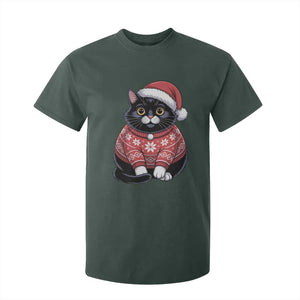 Christmas Black Cat T Shirt For Kid Catmas Gift For New Year TS10 Dark Forest Green Print Your Wear