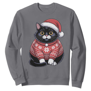 Christmas Black Cat Sweatshirt Catmas Gift For New Year TS10 Charcoal Print Your Wear