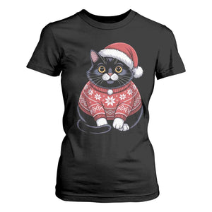 Christmas Black Cat T Shirt For Women Catmas Gift For New Year TS10 Black Print Your Wear