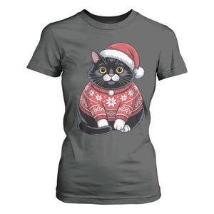 Christmas Black Cat T Shirt For Women Catmas Gift For New Year TS10 Dark Heather Print Your Wear