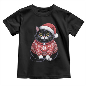 Christmas Black Cat Toddler T Shirt Catmas Gift For New Year TS10 Black Print Your Wear