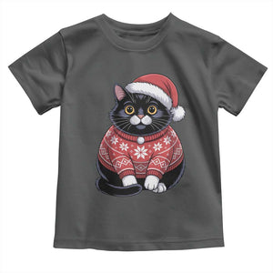 Christmas Black Cat Toddler T Shirt Catmas Gift For New Year TS10 Dark Heather Print Your Wear