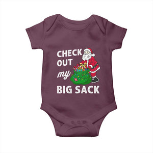 Retro Funny Santa Baby Onesie Christmas Joke Check Out My Big Sack TS10 Maroon Print Your Wear