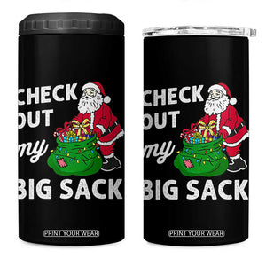 Retro Funny Santa 4 in 1 Can Cooler Tumbler Christmas Joke Check Out My Big Sack TS10 One Size: 16 oz Black Print Your Wear