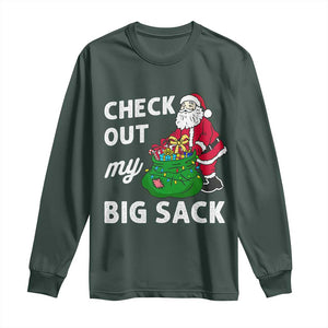 Retro Funny Santa Long Sleeve Shirt Christmas Joke Check Out My Big Sack TS10 Dark Forest Green Print Your Wear