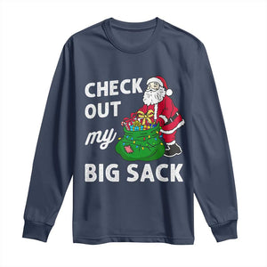 Retro Funny Santa Long Sleeve Shirt Christmas Joke Check Out My Big Sack TS10 Navy Print Your Wear
