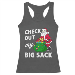 Retro Funny Santa Racerback Tank Top Christmas Joke Check Out My Big Sack TS10 Dark Heather Print Your Wear