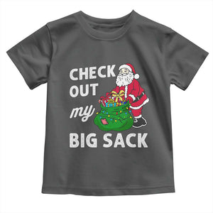 Retro Funny Santa Toddler T Shirt Christmas Joke Check Out My Big Sack TS10 Dark Heather Print Your Wear