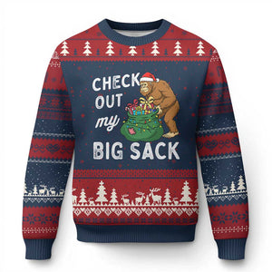 Santa Bigfoot Xmas Ugly Christmas Sweater Funny Sasquatch Xmas Joke TS10 Navy Red Print Your Wear