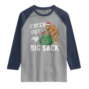 Santa Bigfoot Christmas Raglan Shirt Funny Sasquatch Xmas Joke TS10 Sport Gray Navy Print Your Wear
