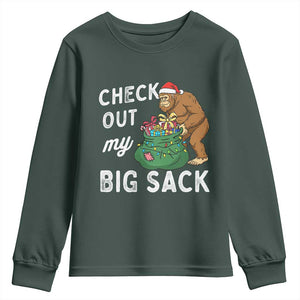 Santa Bigfoot Christmas Youth Sweatshirt Funny Sasquatch Xmas Joke TS10 Dark Forest Green Print Your Wear