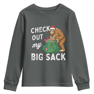 Santa Bigfoot Christmas Youth Sweatshirt Funny Sasquatch Xmas Joke TS10 Dark Heather Print Your Wear