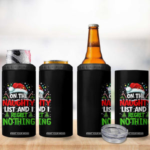 Funny Christmas 4 in 1 Can Cooler Tumbler On The Naughty List I Regret Nothing TS10 Print Your Wear