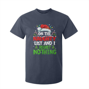 Funny Christmas T Shirt For Kid On The Naughty List I Regret Nothing TS10 Navy Print Your Wear