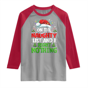 Funny Christmas Raglan Shirt On The Naughty List I Regret Nothing TS10 Sport Gray Red Print Your Wear