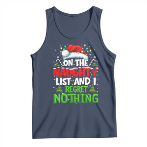 Funny Christmas Tank Top On The Naughty List I Regret Nothing TS10 Navy Print Your Wear